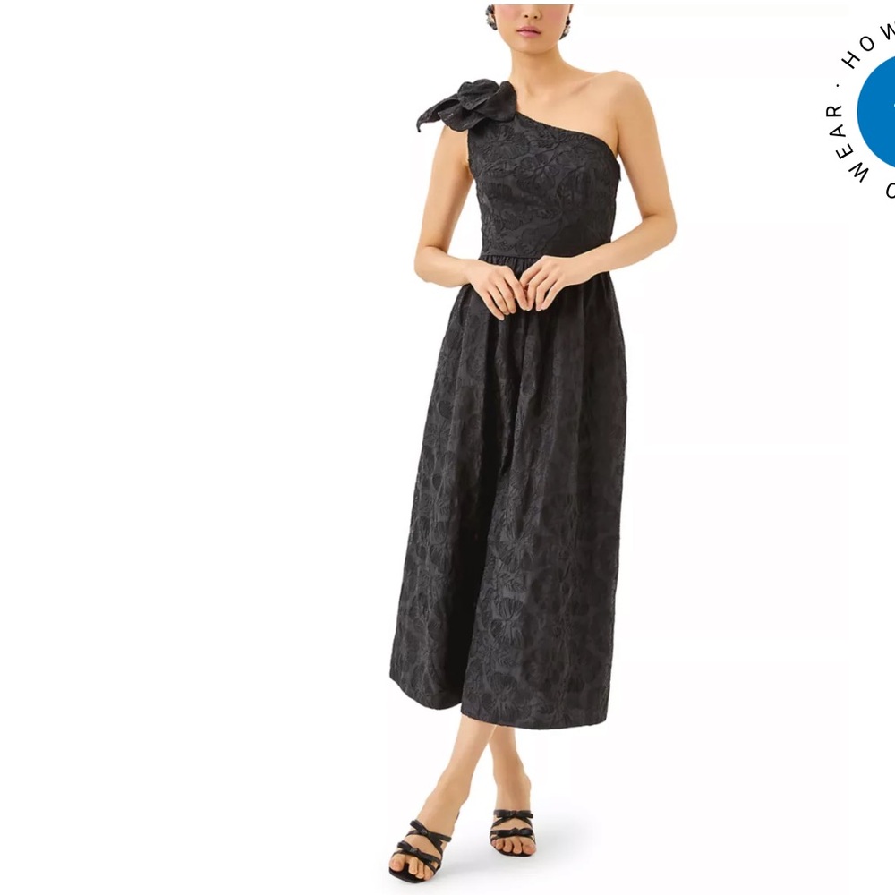 NWT Lilly Pulitzer Lynsi One-Shoulder Midi Dress black organza Evening / wedding